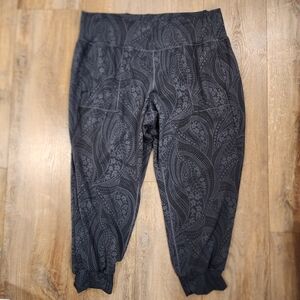 Athleta Salutation Textured Jogger Printed Dreamweaver Black Pants size 3X